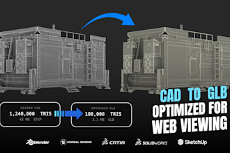 convert cad to optimized glb and usdz 3d models for web and ar