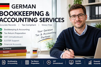do german bookkeeping, accounting, tax return, vat elster and financial accounts