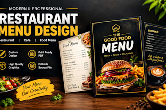 design professional restaurant menu cafe menu and food menu