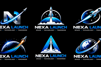 design a modern space, aerospace, technology, startup, innovation rocket logo