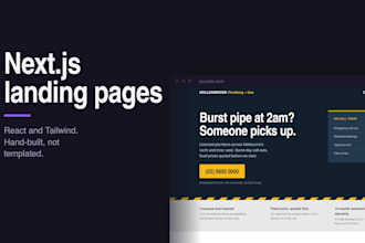 build a modern nextjs landing page with react and tailwind