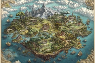 create epic fantasy world maps and detailed landscape art