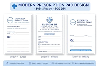 design clinic prescription pad, patient file, forms