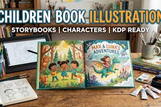 create children book illustration, storybook art and kids character design