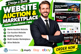 design home or car auction website bidding multivendor marketplace wine website