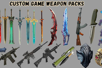 model, fix, a custom game weapon 3d game asset, game props asset pack game art
