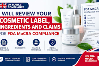 review your cosmetic label, ingredients and claims for fda mocra compliance