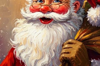 draw a custom santa claus portrait illustration