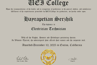 make custom school diploma, certificate, college diploma, degree, award design