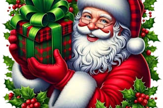 create a cute and creative santa claus character portrait