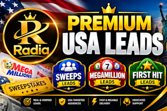 give premium USA leads, sweeps leads, first hit leads, mega million leads