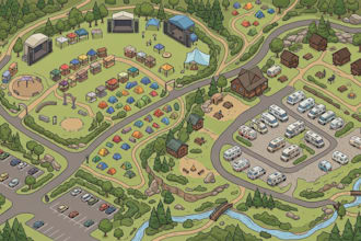 design vector map illustration, event map, festival map, rv campground map
