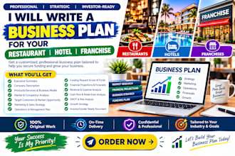 write business plan for medical startup health tech restaurants hotels franchise