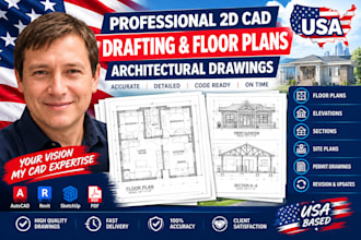 provide professional 2d cad drafting floor plans and architectural drawings