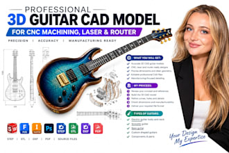 3d guitar cad model keyboard piano bass cad slipcasting product design prototype