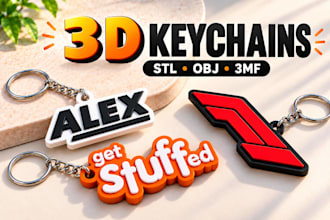design custom 3d keychains in stl, obj, and 3mf formats