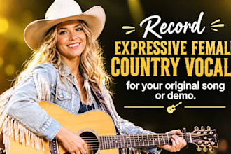 record expressive female country vocals for your original song or demo