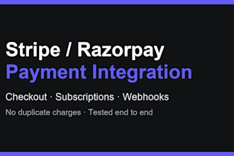 integrate stripe or razorpay payments in your app