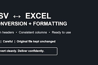 convert CSV to excel or excel to CSV and format your data