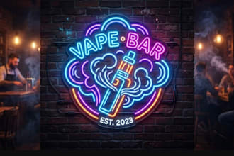 design neon style vape logo for vape bar