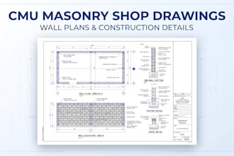 cmu mansory shop drawings, wall plan and construction details