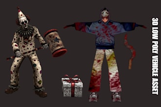 create creepy ps1 ps2 psx low poly 3d horror character rig animation