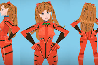 create ps1 ps2 psx low poly 3d characters for your  game