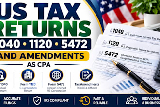 prepare and efile US tax returns 1040 1120 5472 and amendments