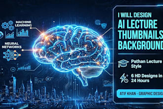 design viral ai lecture thumbnails and background