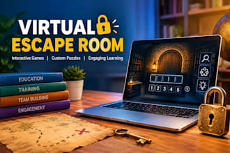 create a virtual escape room, interactive online game and custom puzzles