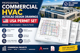 do commercial hvac autocad design drawings USA permit set