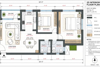 create a 2d interior floor plan and furniture layout in autocad