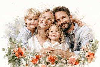 do watercolor family portrait