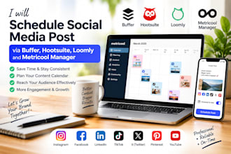 schedule social media post via buffer hootsuite loomly and metricool manager