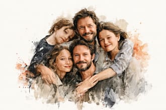 make watercolor family portrait