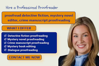 proofread detective fiction, mystery novel editor, crime manuscript proofreading
