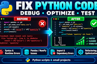 fix debug and optimize your python code and scripts