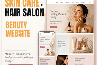 create a modern skin care, hair salon and cosmetic website