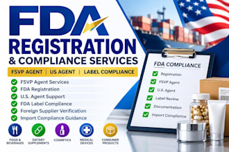 provide fsvp agent, fda registration, US agent and fda label compliance