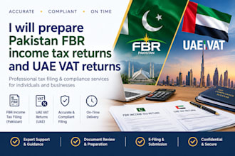 prepare pakistan fbr income tax returns and uae vat returns
