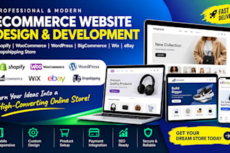design woocommerce wordpress bigcommerce wix ebay shopify dropshipping website