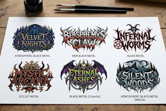 design atmospheric black, raw black and occult metal logo