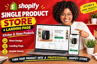 build shopify single product store, landing page design for product store