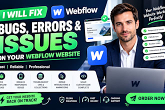 fix webflow bugs resolve webflow errors as webflow expert webflow developer