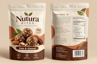 design premium food packaging, standup pouch, doypack, food label with 3d mockup