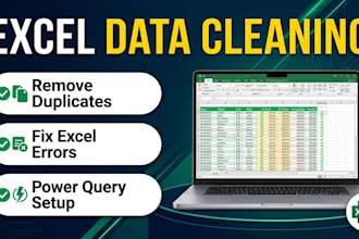 clean messy data, fix excel errors, and use power query
