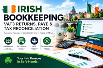 provide irish bookkeeping, vat3 returns, paye and tax reconciliation