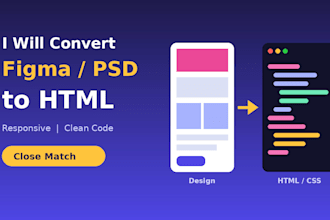 convert your figma or PSD design to responsive HTML CSS