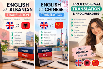 translate english albanian and chinese texts ,books