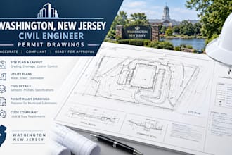 provide washington new jersey civil engineer for permit drawing with seal
